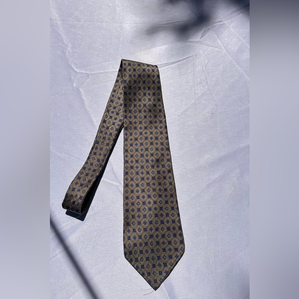 Oscar de la Renta Patterned Tie in Blue and Gold